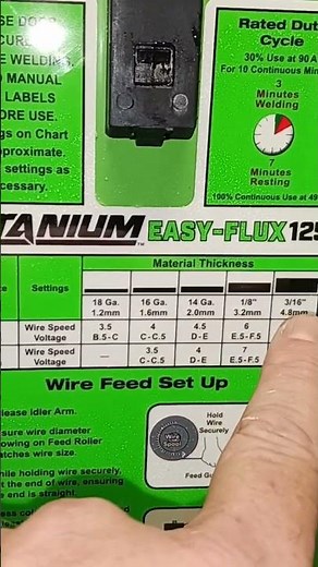 Settings for Titanuim 125 welder