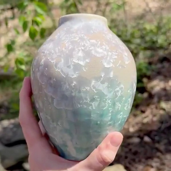 Sea Glass | Small Handmade Ceramic Vase | Crystalline Glaze Pottery | 6” Tall - Etsy
