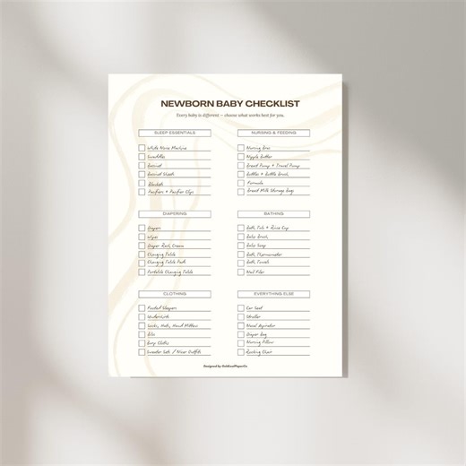 Newborn Baby Essentials Checklist | Minimalist Printable (PDF Download) - Etsy