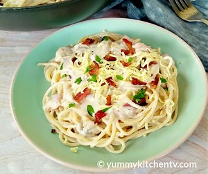 Spaghetti Carbonara (Filipino-style Carbonara) - Yummy Kitchen