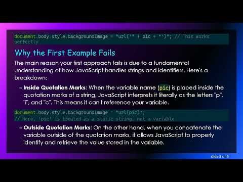 Understanding JavaScript: Why URL Doesn't Accept Variable Directly in Background Image