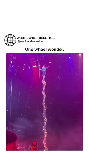 WORLDWIDE REEL HUB | The post showcases a 25-second video of a monowheel performer skillfully stacking illuminated hoops into a vertical tower on a purple-lit... | Instagram