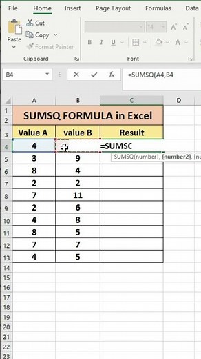 📊 SUMSQ Formula in Excel | Learn How to Use SUMSQ Function Easily