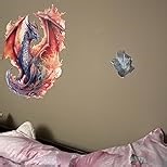Teal Dragon Decal - Wall Hole Sticker with 3D Effect