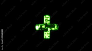 plus - cybernetic matrix style green dichroic alphabet, isolated - loop video