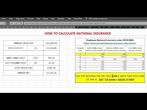 How to Calculate National Insurance Contribution in Excel 2019-2020