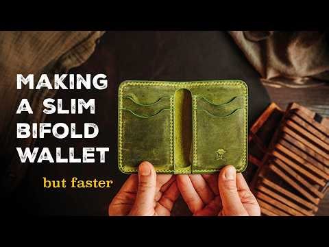 Making a bifold wallet in Pistachio leather with painted edges