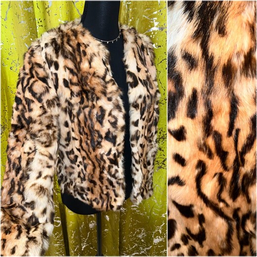 Vintage Cache Leopard Rabbit Fur Jacket L - Etsy