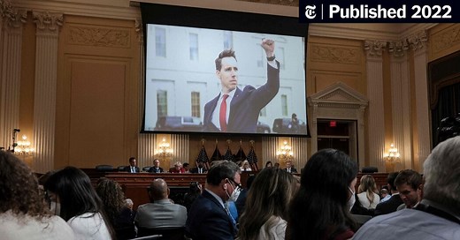 Josh Hawley cheered on Jan. 6. Then he fled.