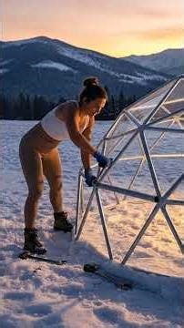 Building a Dome House in Snow! ❄️🏔️#DomeBuild #Greenhouse #SnowLife