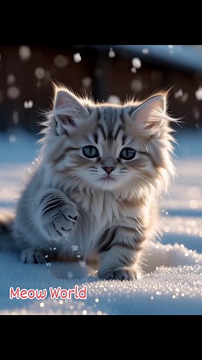 A tiny explorer discovering the magic of snow ❄️🐱 Soft paws, cold nose, and a heart full of wonder. Would you take this little fluff on a winter walk? 💙 #snowkitten #wintercats #fluffylove #meowlover #caturday | Meow world
