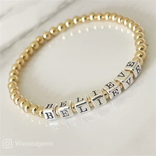 14k Gold Filled Beaded Name Bracelet: Custom Sterling Silver Letter Bracelet - Etsy