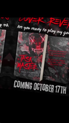 Book: The Taskmaster Author: @nikkijsummersauthor / Nikki J. Summers Release Date: October 17th Genre/Tropes: dark romance / standalone / MF / stalker / serial killer / vigilante justice / masks / twisted torture games (think Saw vibes) / possessive unhinged hero who’s also a tattooed biker / heroine with dark secrets / gritty U.K. setting / revenge / touch her and die Dark themes (Check trigger warnings) Cover Designer: Designs By Charly / @designsbycharlyy We are honored to share the cover rev