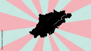 Animated map of the city of Hangzhou in China with a rotating background