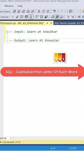 SQL Tricks | Capitalize First Letter Of Each Word #sqltricks #fallintoshorts