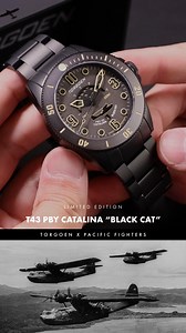 6.1K views · 28 reactions | The T43 PBY Catalina "Black Cat" watch features a dial crafted from reclaimed material sourced from the engine cowling of a PBY Catalina aircraft. Making each watch truly one-of-a-kind. Wear a unique piece of aviation history on your wrist. Get your watch now | TORGOEN | Facebook