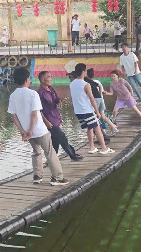 How Funny Swinging Bridge 😂🌉Funny #Comedy#BridgeChallenge #SwingBridge