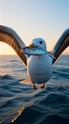 Seagull bird catching fish #sea #seagull #wildlife