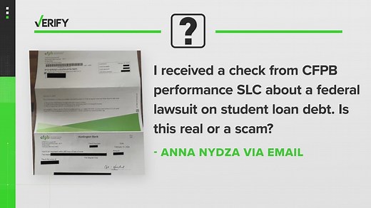 Check from CFPB Performance SLC is a real check from a federal lawsuit settlement against 2 student loan debt management companies and their owner