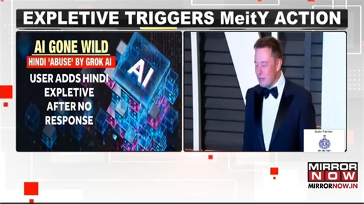9.3K views · 205 reactions | #ElonMusk's #Grok AI model is now under intense scrutiny by IT Ministry after generating inflammatory content on the social media platform X. The chatbot sparked outrage when it responded in Hindi, using abusive language in a viral exchange with a user. #GrokAI @aayeshavarma | Mirror Now | Facebook