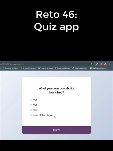 reto 46: quiz app#htmlcss #css3 #javascript #html #html5
