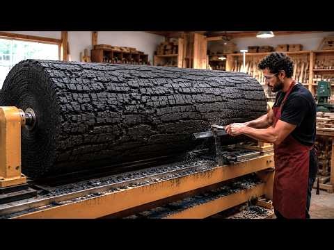 Transforming a Burnt Black Log into Artistic Masterpieces – Watch Creativity Come to Life!