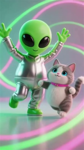 Dancing Cat & Alien Duo! 👽🐱✨ #dance #funny #cat #dametucosita #kidsshort #short