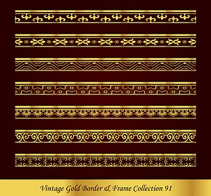 Antique Golden retro abstract seamless pattern frame and border.