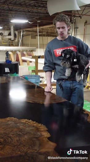 10 Foot Walnut Burl Cantilever Table