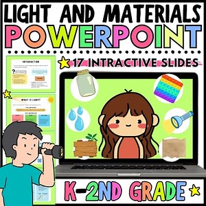 Light and Materials Experiments PowerPoint Presentation, Quiz for K-2nd Grades