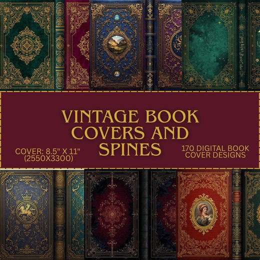 170 Vintage Book Covers and Spines, Custom Book Cover, Antique Designs (digital Download) - Etsy