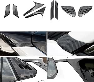 x xotic tech Carbon Fiber Style Exterior Front Window A-Pillar Rear Window C-Pillar Spoiler Window Pillar Side Window Louvers Accessories Cover Trim Combo Kit, Compatible with Toyota Rav4 2019-2025