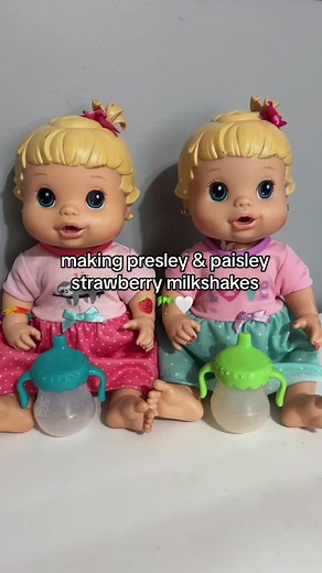 Making Strawberry Milkshakes for Baby Alive Twins
