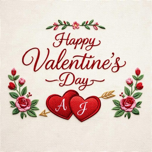 Happy Valentine’s Day Embroidery Pattern PDF | Romantic Couple Hearts With Initials | Valentine Hand Pattern - Etsy