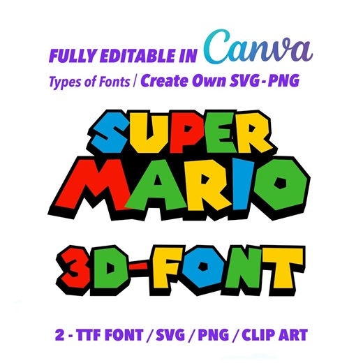 Super Mario Font: Editable Alphabet & Numbers | SVG, PNG, TTF | Digital Download, Super Mario Font, Mario Font, Themed the "name [your Text] - Etsy Canada