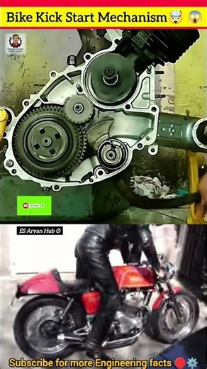 Kick start mechanism😱🤯| Bike Engine working⚙️| Engine #shorts #engine #mechanical #automobile #bike