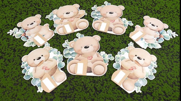 Hiboom 8 Pcs Bear Baby Shower Honeycomb Centerpieces Bear Baby Shower Party Supplies Bear Baby Shower Decorations Party Centerpieces Paper Fan Table Topper Honeycomb for Birthday Wedding Party