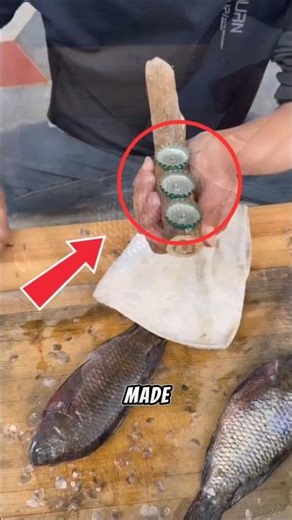 Clean fish scales using a bottle cap!#shorts