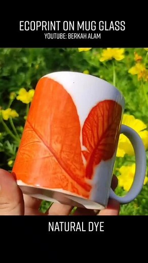 Ecoprint on mug glass #ecoprint #ecoprinting #ecoprintindonesia #naturaldye #naturaldyeing