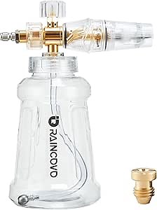 Foam Cannon for Pressure Washer, Snow Clear Foam Cannon for Car Wash, Stainless Steel Filter, Adjustable Nozzle with M22 and 1/4 Inch Quick Connect, Additional 1.1 mm Orifice Nozzle
