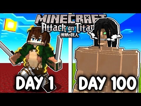 I Survived 100 DAYS as EREN YEAGER in Attack On Titan Minecraft!