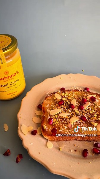 The most incredible toast you’ll make in 5 minutes ✨ Golden, crisp, and dripping with goodness … this isn’t just toast, it’s a glow-up. Swap your usual butter for ghee and everything changes. Richer flavour, deeper aroma, that perfectly nutty finish… ghee doesn’t just coat the bread, it transforms it. Each bite is crisp on the outside, soft in the middle, and packed with that warm, comforting richness you don’t get with butter. To make:Toast your bread generously in ghee (I have used @shobhnasay