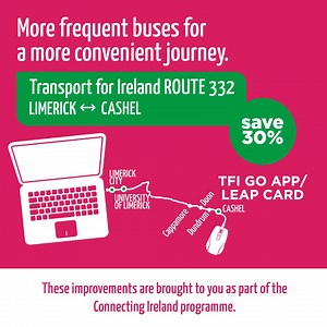 3.2K views · 25 reactions | From October 23rd 2022, Transport for Ireland Route 332, operated by Bus Éireann, is now running 7 days a week with 6 daily return services . Use your TFI Leap card or the TFI Go app to save 30% off single fares. These improvements are brought to you as part of the Connecting Ireland programme. Visit buseireann.ie for more information. | Bus Éireann | Facebook