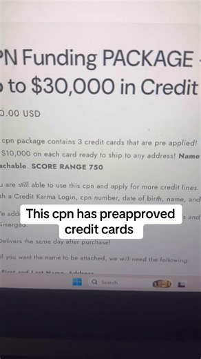 CPN package with Credit Card Approved $30k