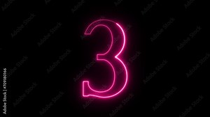 Number on Neon loop animation. frame video 4K shiny number, Neon Number Burning Effect, Count Number