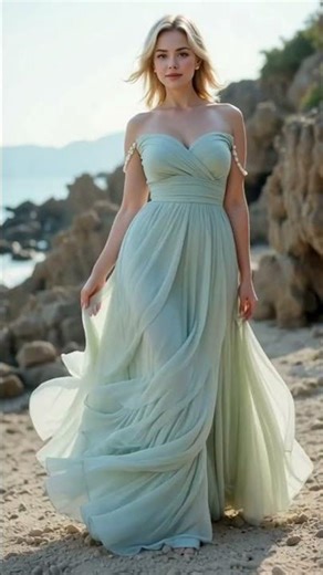 Sea-Inspired Satin Dress 🌊 Elegant Wedding Style 45+ #SatinDress #BeachWeddingLook #MatureFashion