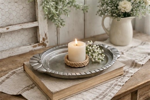 Vintage Pewter Oval Serving Tray With Handles | Made in India | Classic Tabletop Decor - Etsy