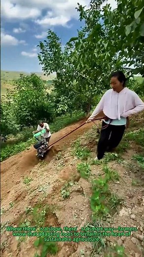 Hillside Farming Wisdom: The Rope Trick for Safe Rotavator Control on Slopes