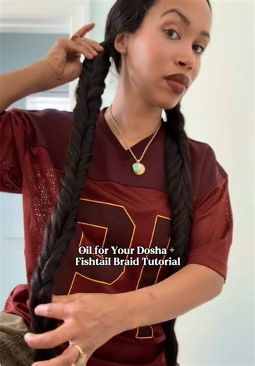...according to Ayurveda, your scalp follows a pattern: • Vata → dry, fragile, frizz-prone • Pitta → sensitive, reactive, heat-prone • Kapha → oily, heavy, buildup-prone When you oil according to the pattern, your hair responds differently. #longhair #naturalhair #hair #fishtailbraidtutorial #ayurveda @Morrocco Method