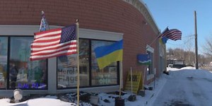 Flying a flag in support of  Ukraine